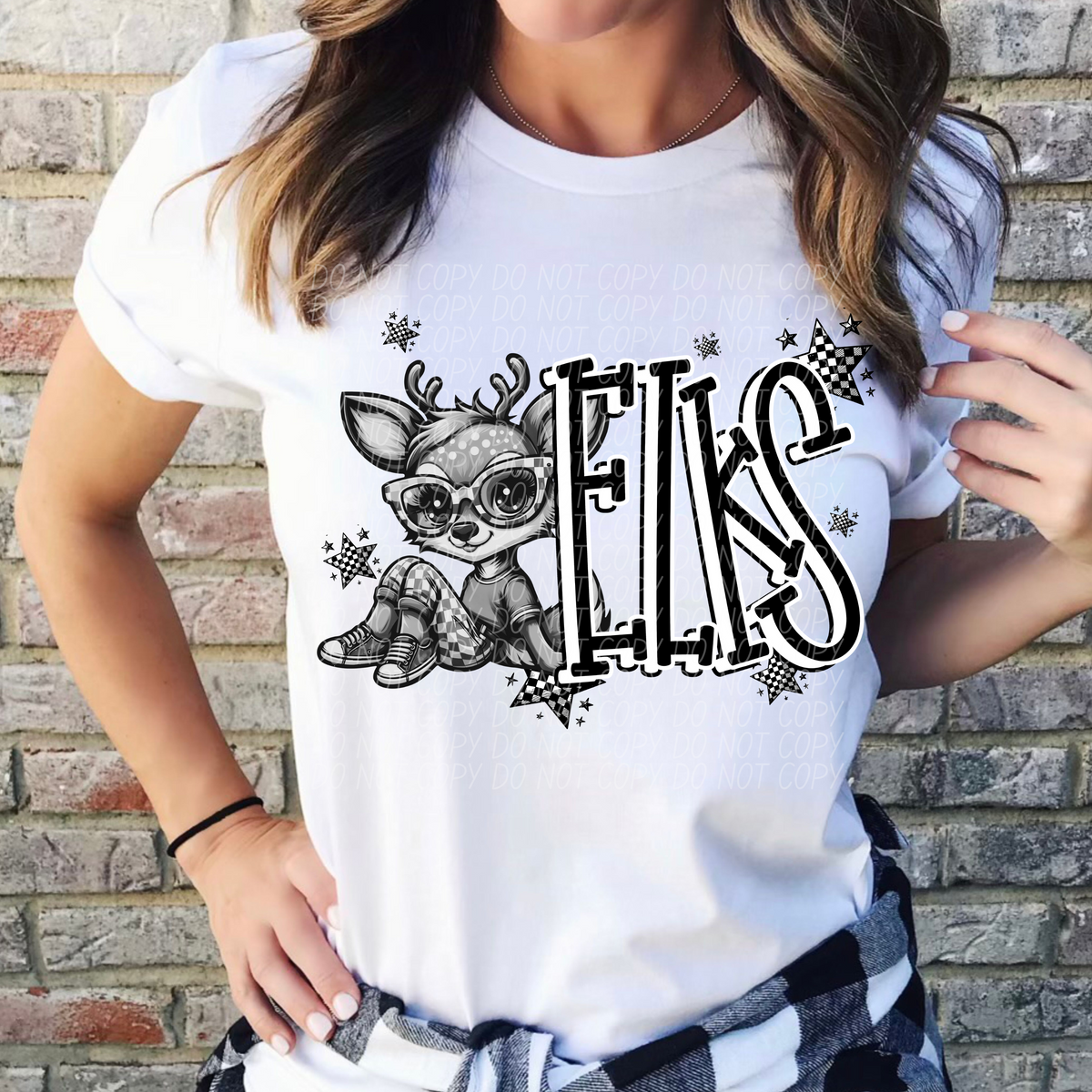 Elks checkered city DTF transfer