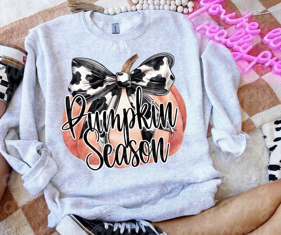 Pumpkin season cow print bow (VS) 52187 DTF transfer