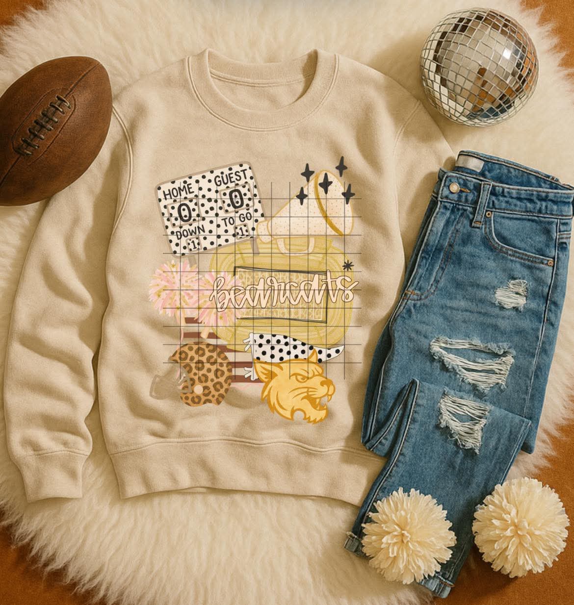 Bearcats beige (bloom) DTF transfer