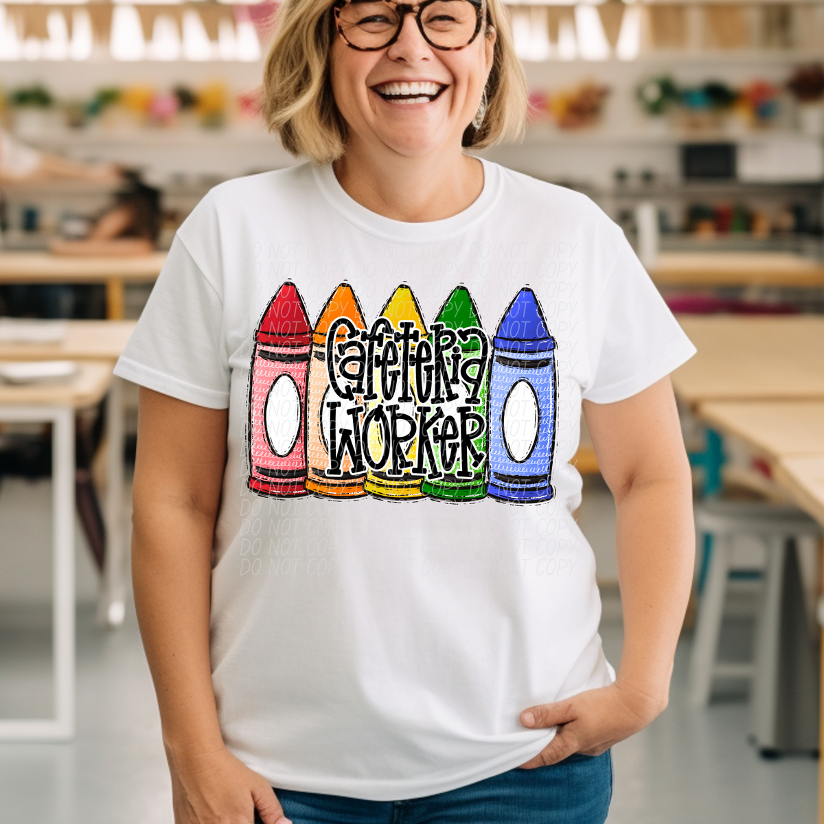 Cafeteria worker crayons BOY CITY DTF transfer