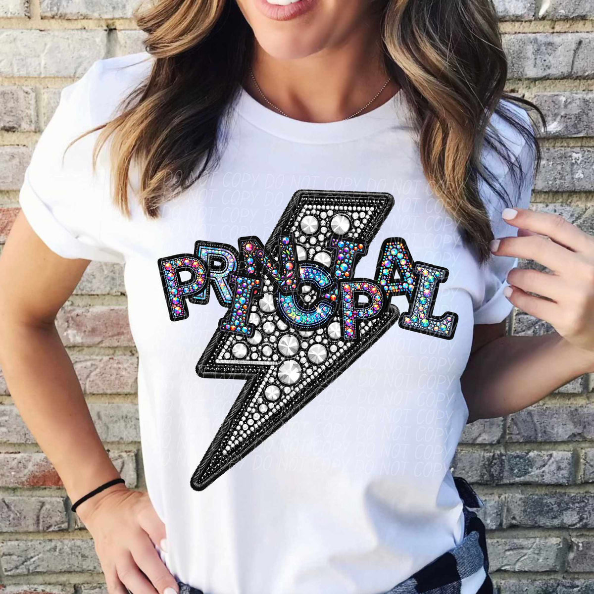 Principal rhinestone lightning bolt (CITY) 44038 DTF transfer