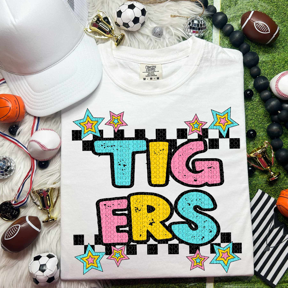 Tigers blue yellow pink 44419 DTF transfer