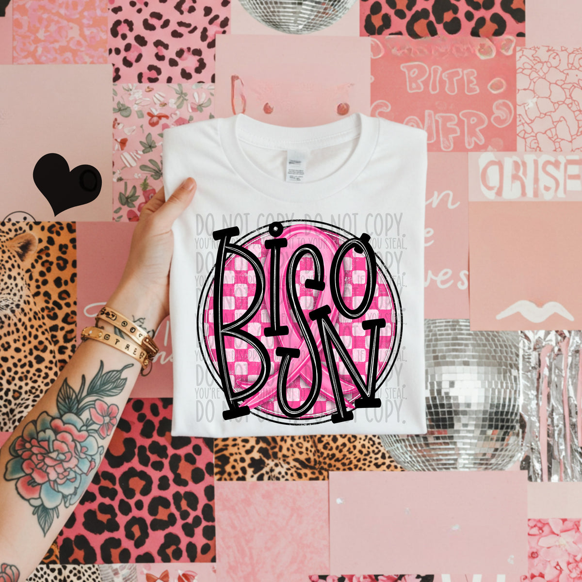 Bison pink checkered SWD DTF transfer