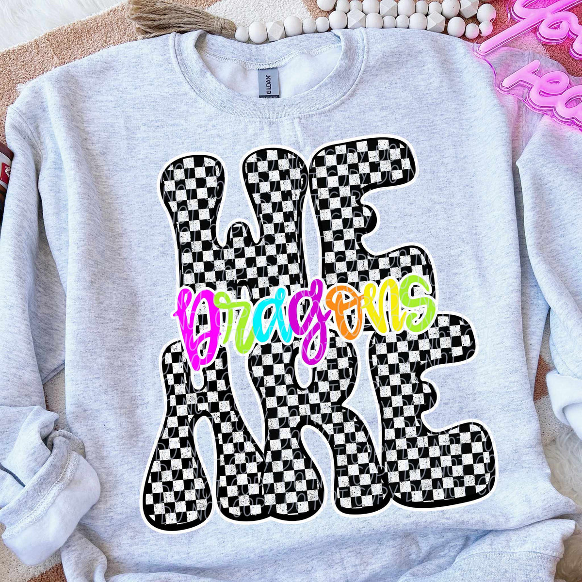 We are Dragons rainbow checkered (City) DTF transfer
