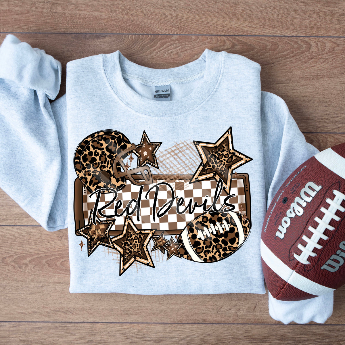 Red devils LEOPARD football frame and stars DTF transfer