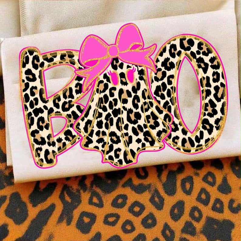 Boo leopard with ghost 109990 DTF transfer