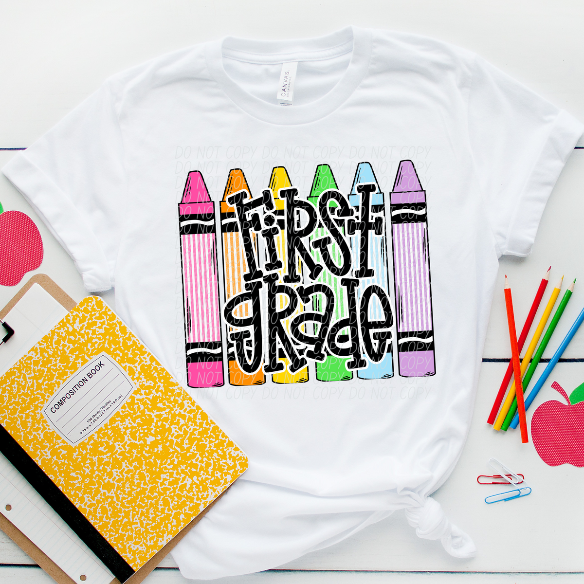 First grade crayons GIRL CITY  DTF transfer