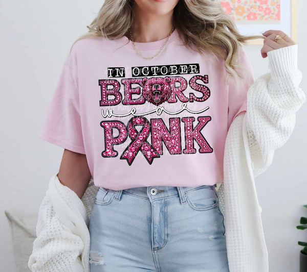 In october bears wear pink 52024 DTF transfer