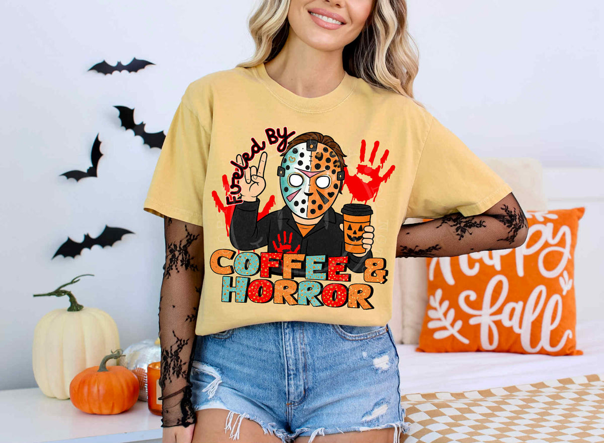 Coffee and horror DTF transfer