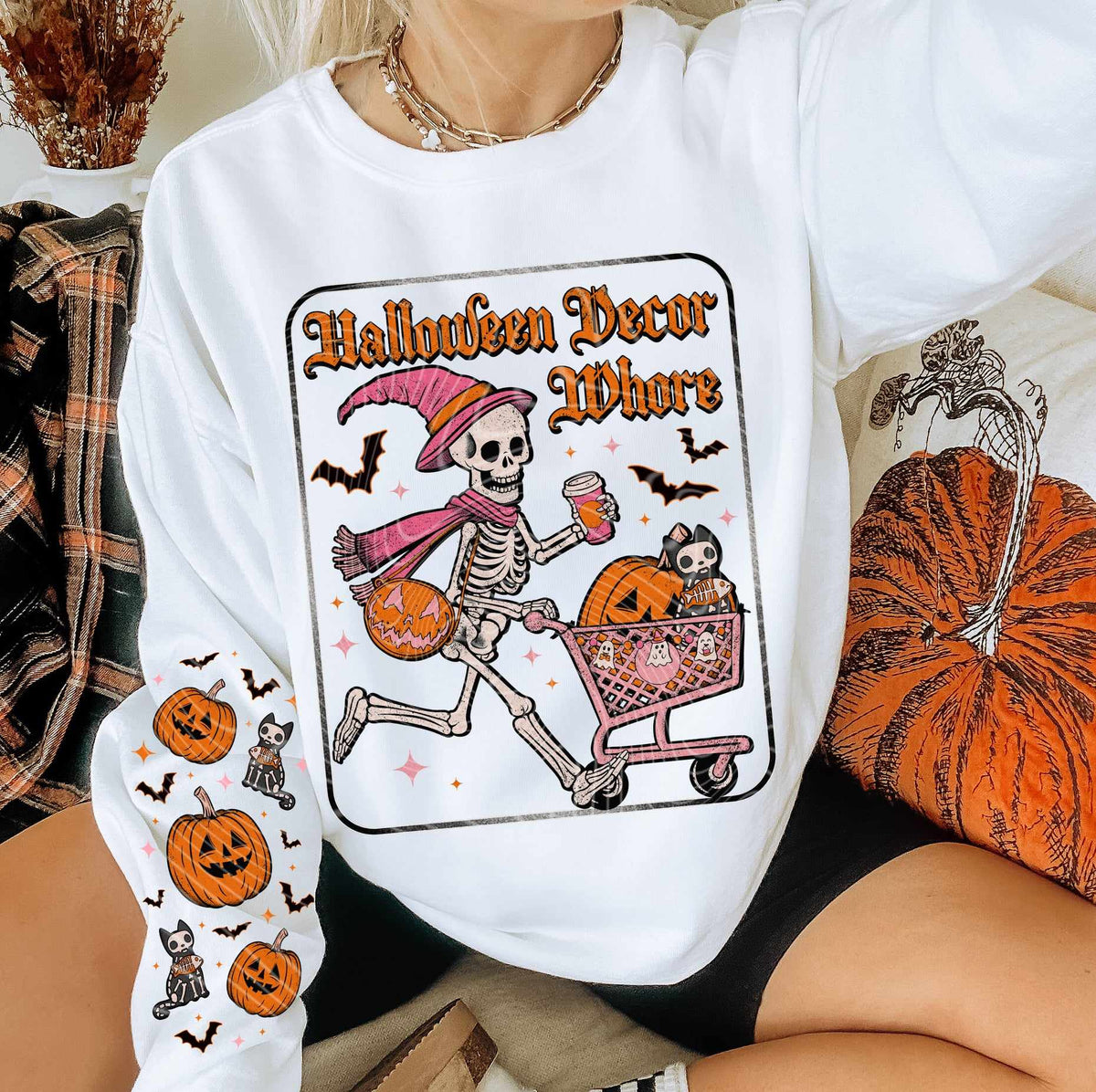 Pumpkin and cats sleeve (gravitee) 52089 DTF transfer