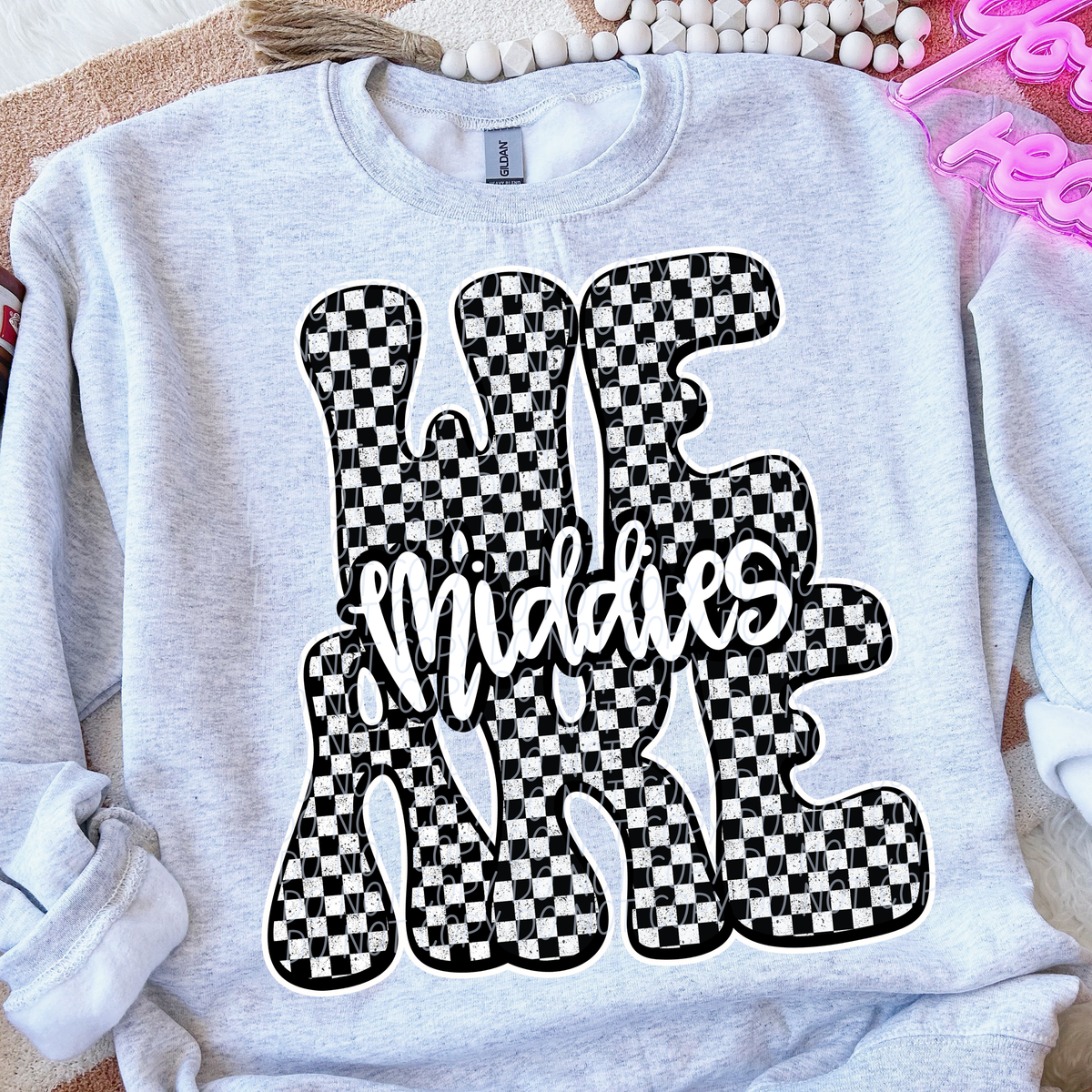 We are middles black and white checkered (City) DTF transfer