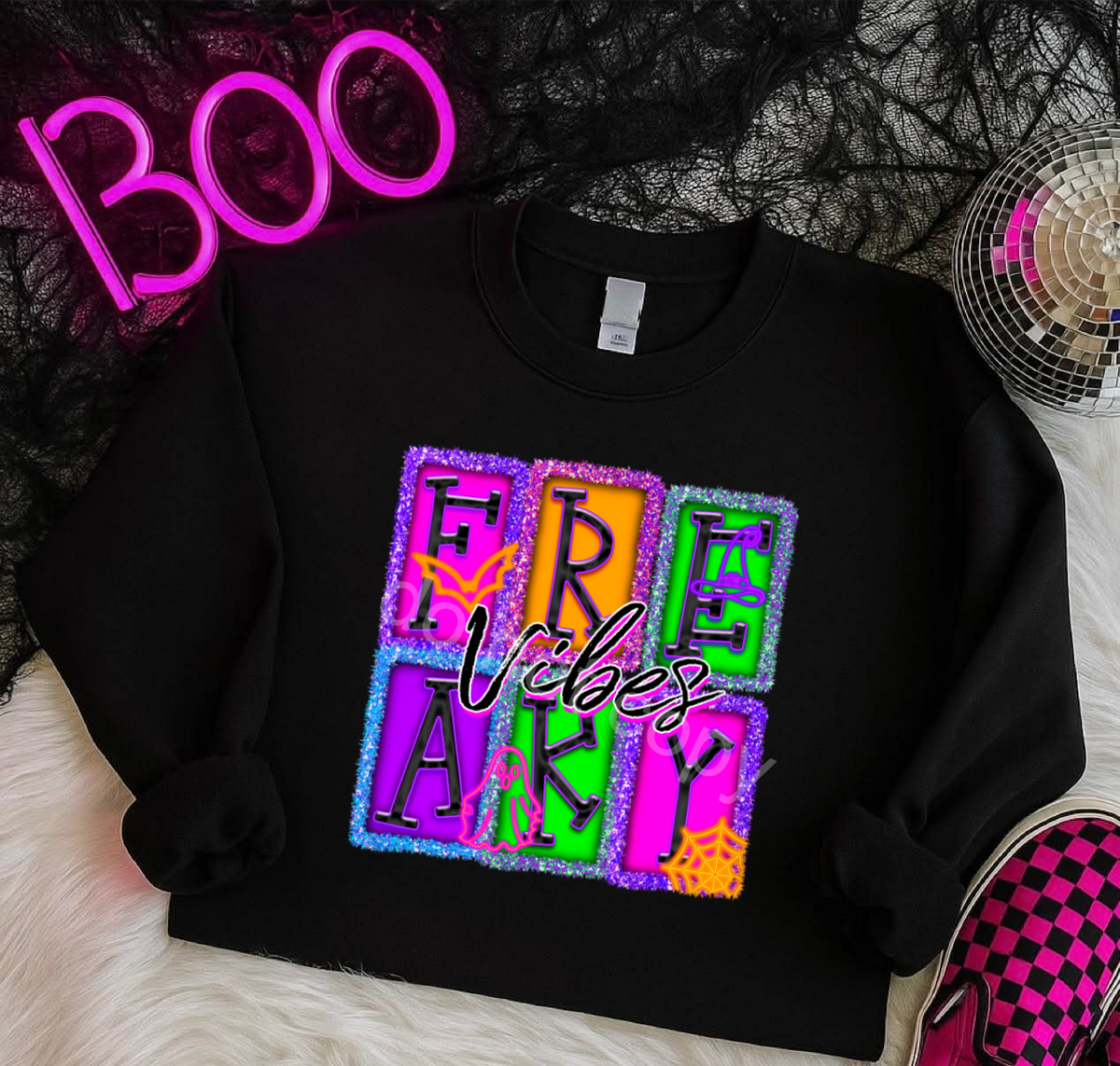 Freaky vibes colorful square DTF Transfer