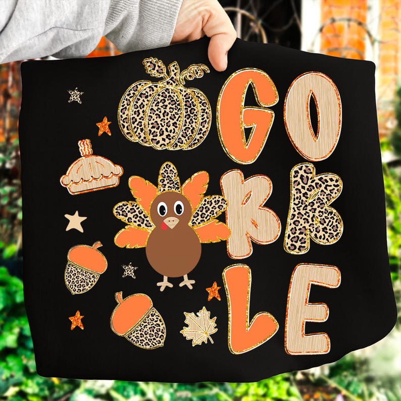 Gobble orange and leopard fonts and ghost DTF transfer