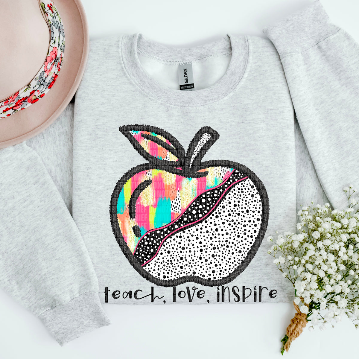 Teach love inspire polkadot apple SDD DTF transfer