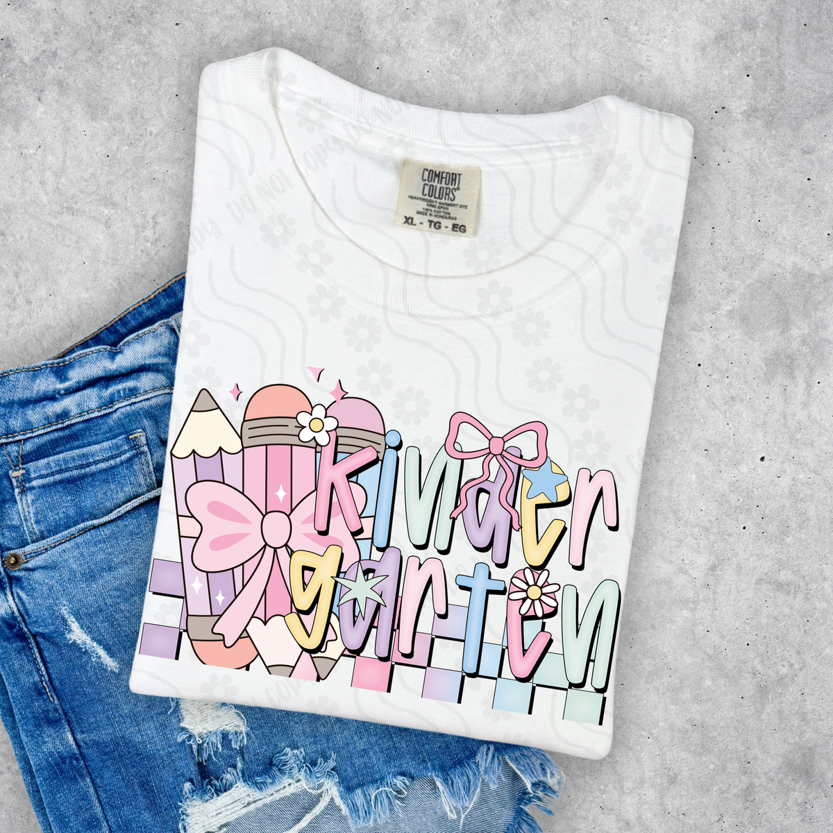 Kindergarten preppy with pencils DYED DTF transfer