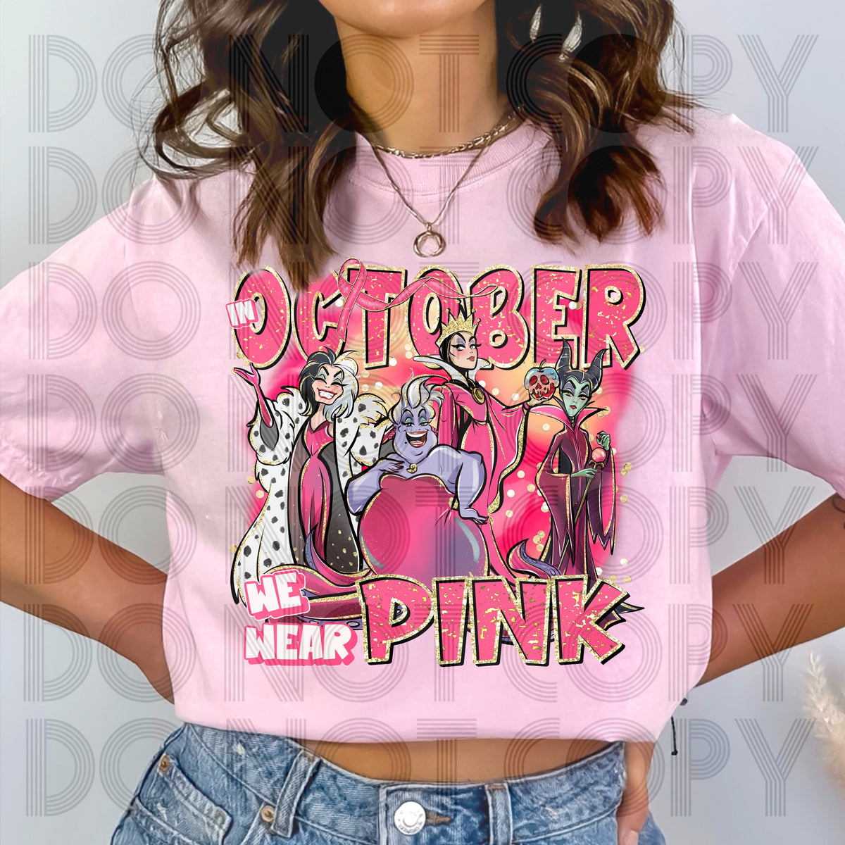 In October we wear pink villains renewed DTF transfer