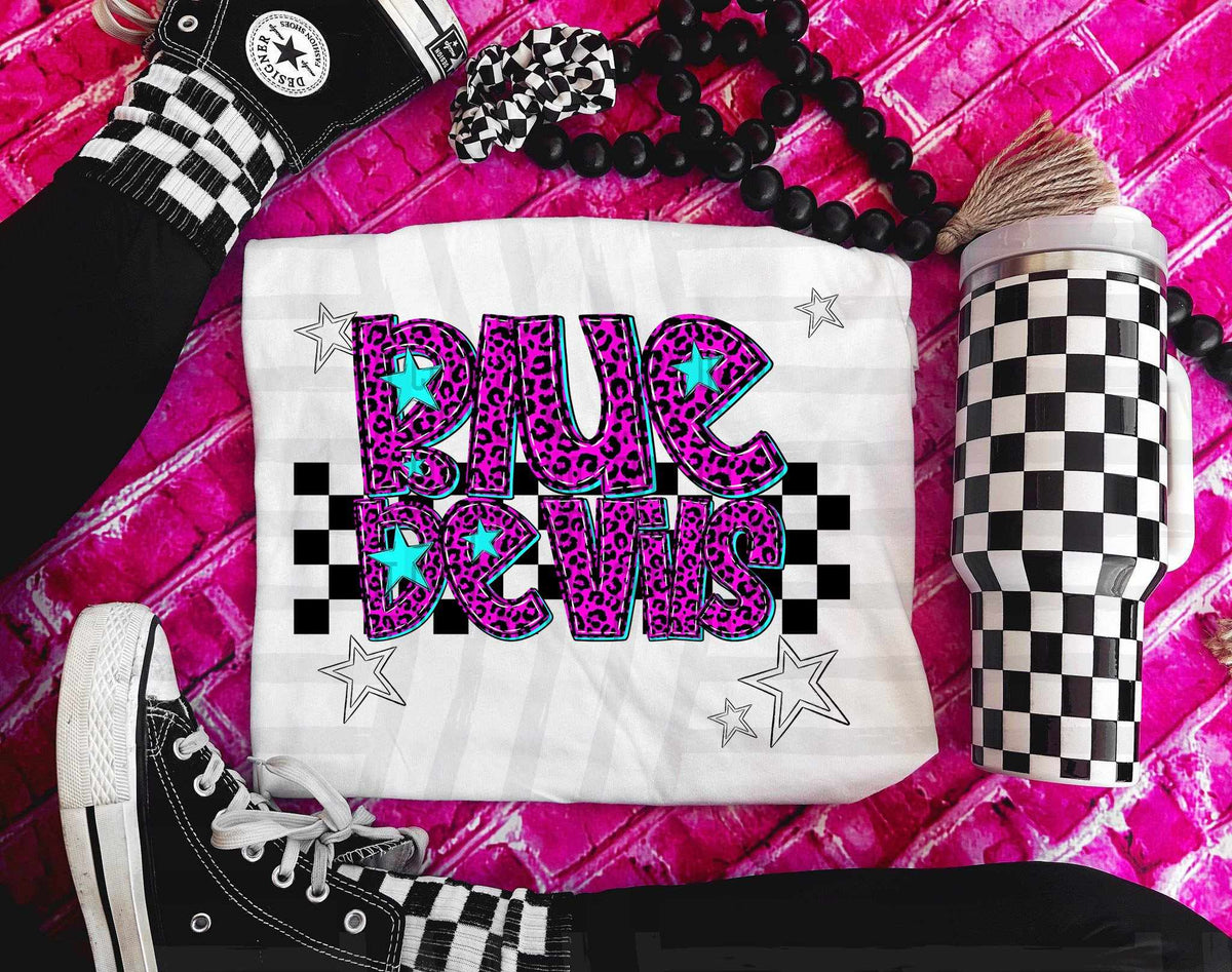 Blue Devils Pink Leopard Neon (Caplinger) DTF transfer