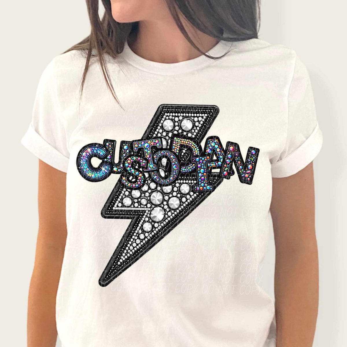 Custodian rhinestone lightning bolt (CITY) 44051 DTF transfer