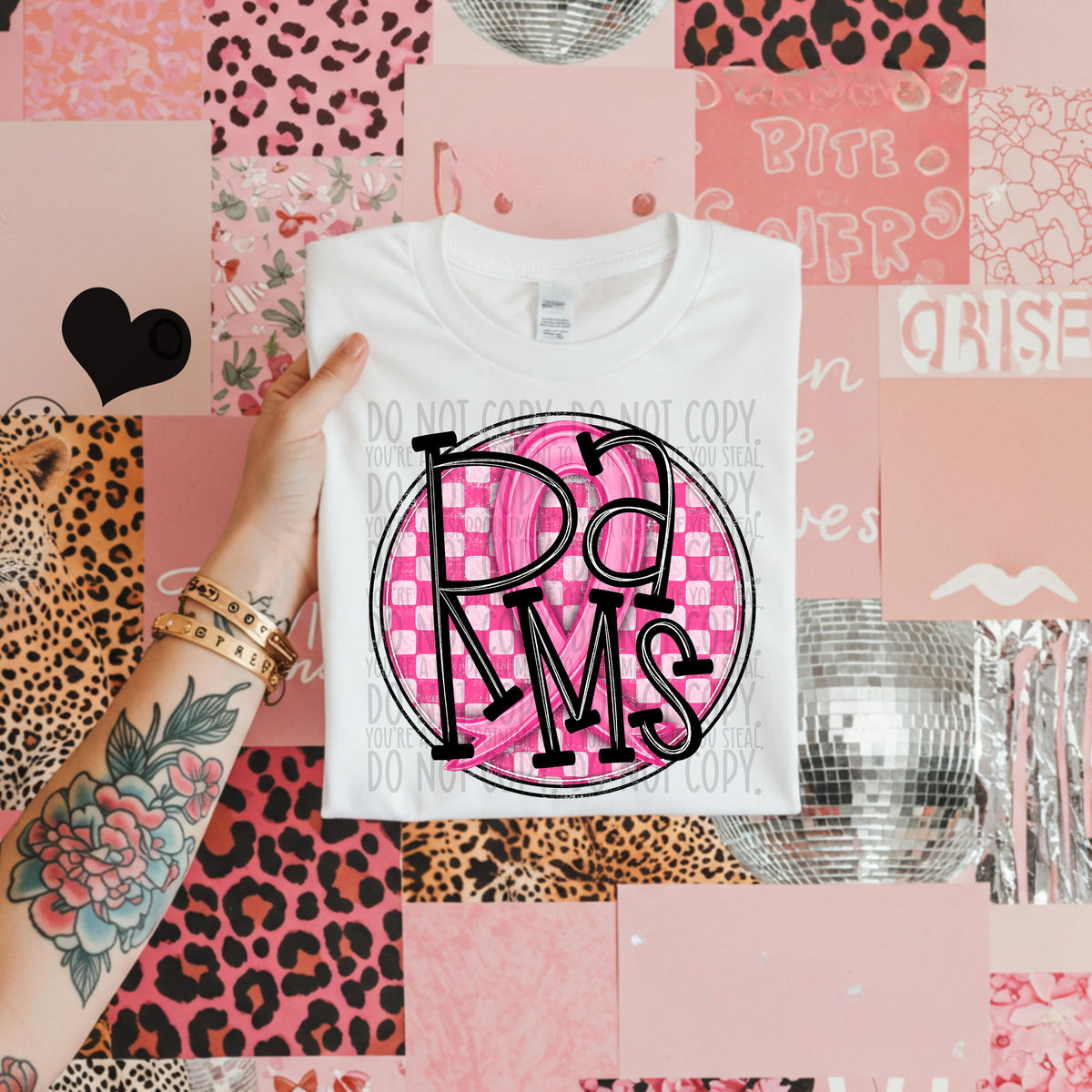 Rams pink checkered SWD DTF transfer