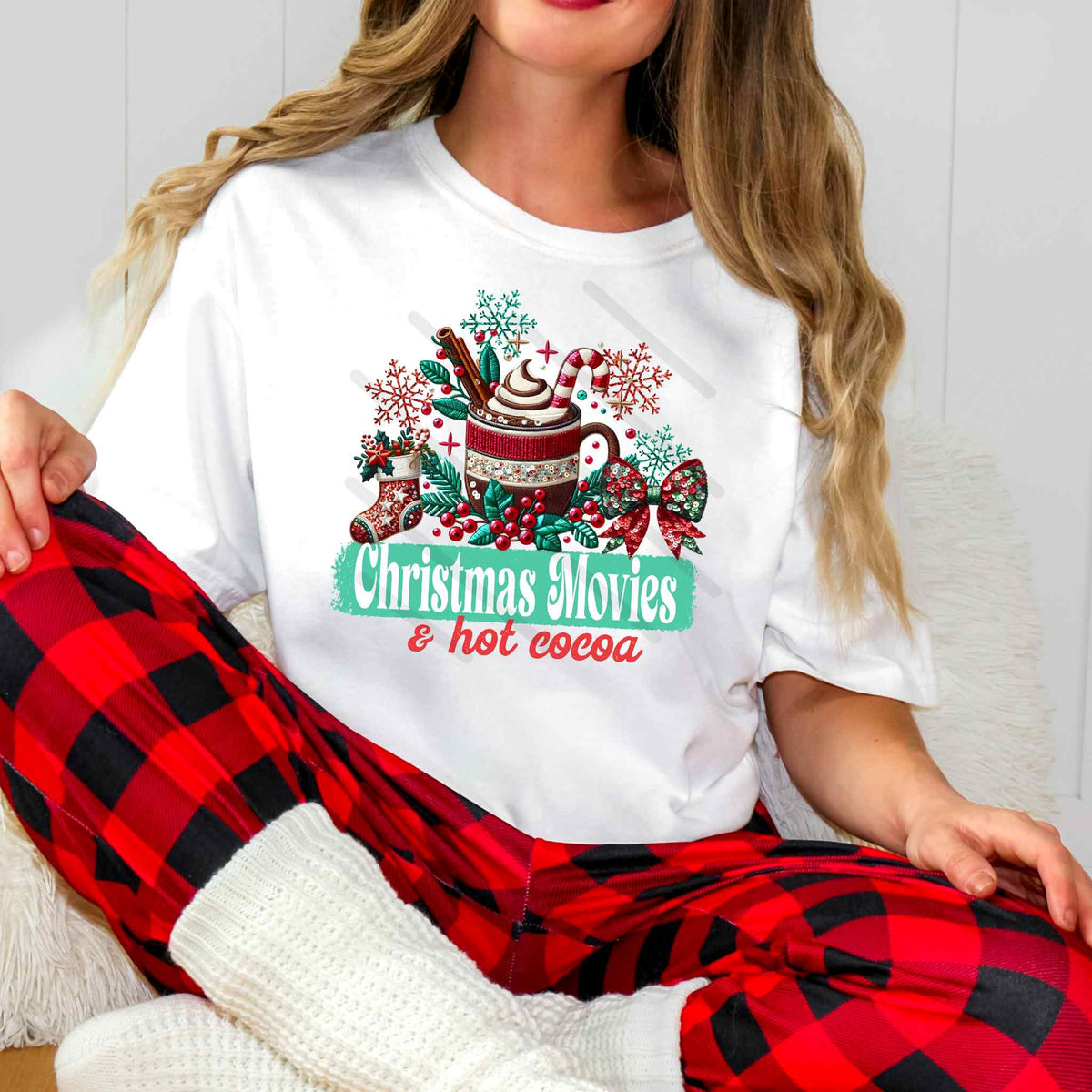 Christmas movies & hot cocoa DTF transfer