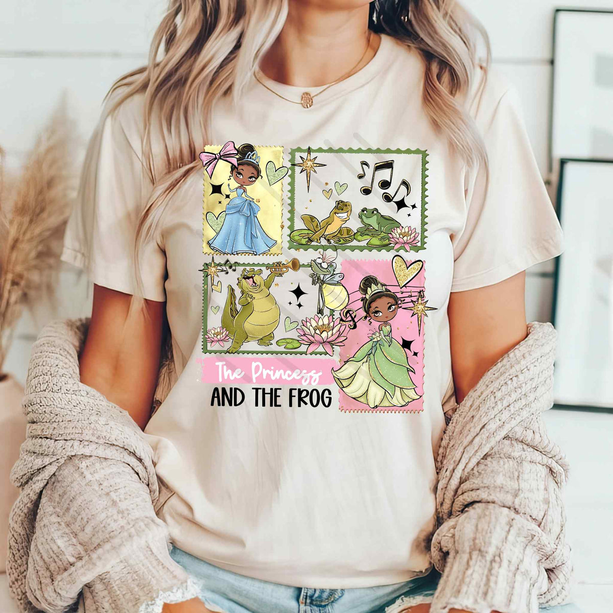 The princess and the frog frame collage DTF transfer