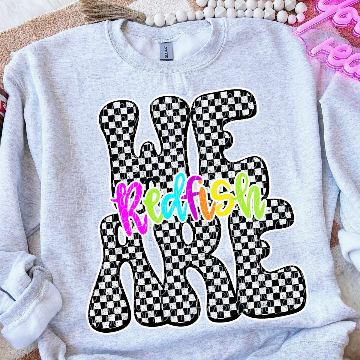 We are Redfish rainbow checkered (City) DTF transfer