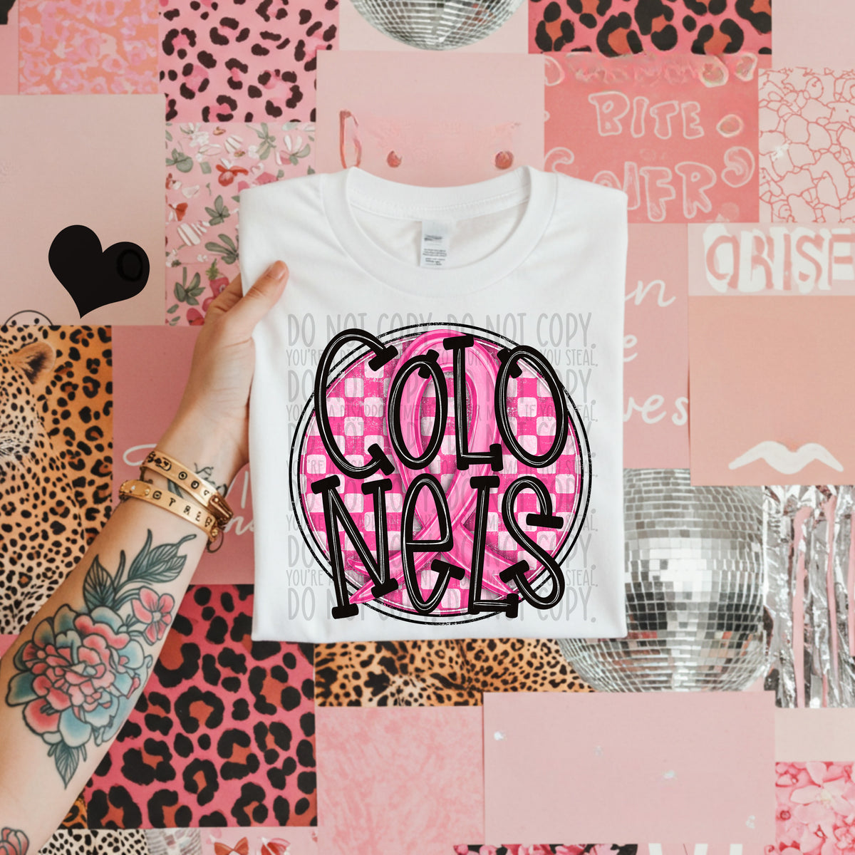 Colonels pink checkered SWD DTF transfer
