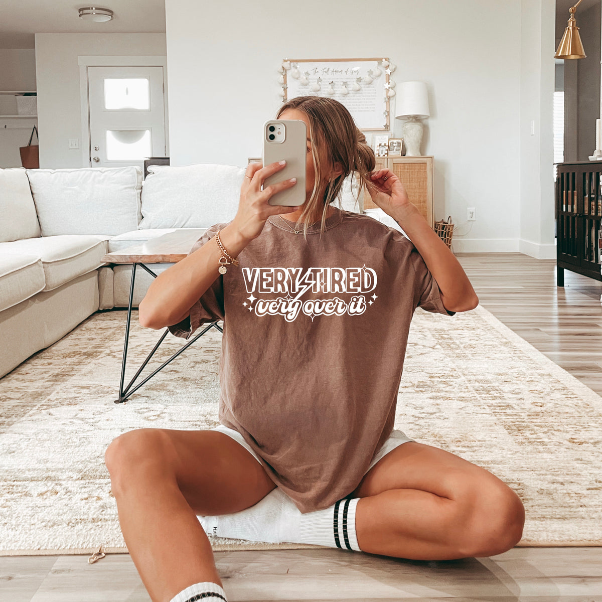 Very tired very over it WHITE CSC DTF transfer