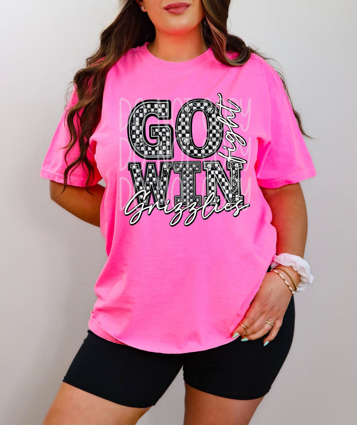 Go fight win grizzlies checkered 52053 DTF transfer