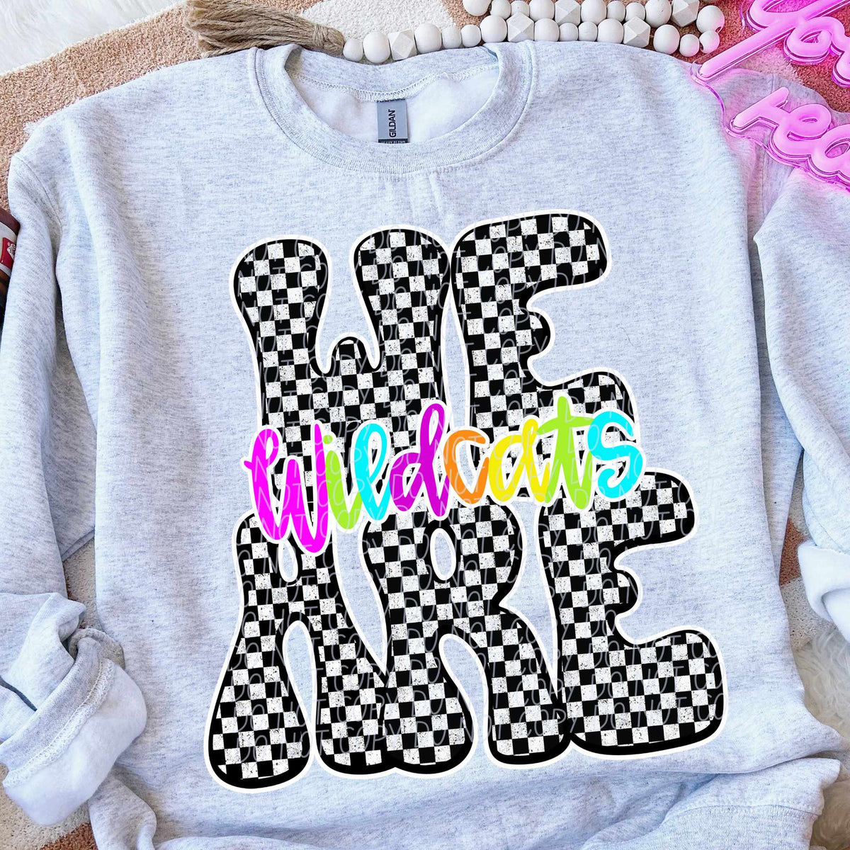 We are Wilcats rainbow checkered (City) DTF transfer