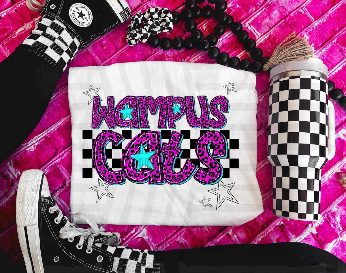 Wampus Cats Pink Leopard Neon (Caplinger) DTF transfer