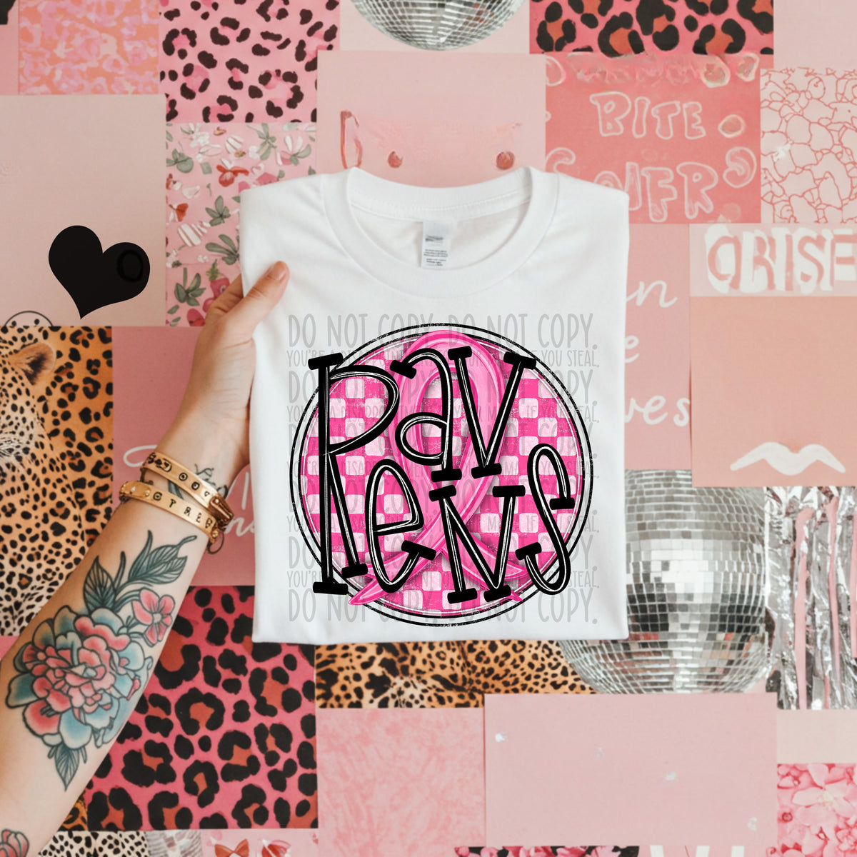 Ravens pink checkered SWD DTF transfer