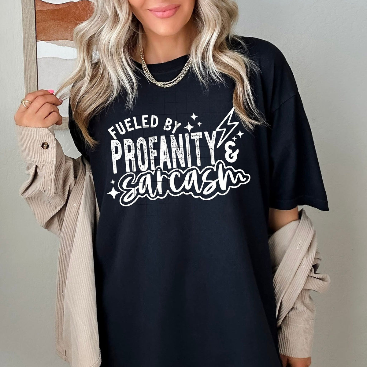 Fueled by profanity and sarcasm WHITE CSC DTF transfer