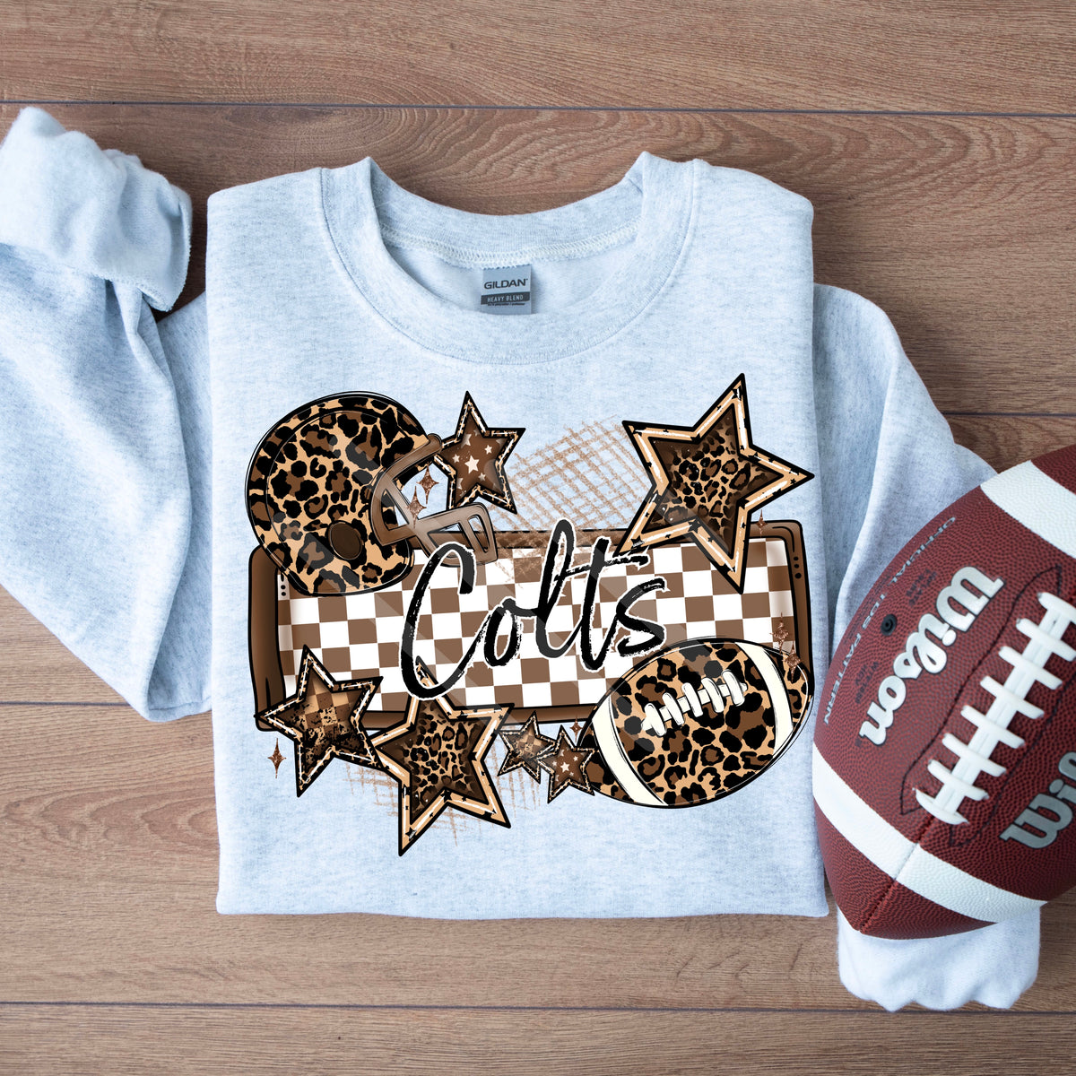 Colts LEOPARD football frame and stars DTF transfer