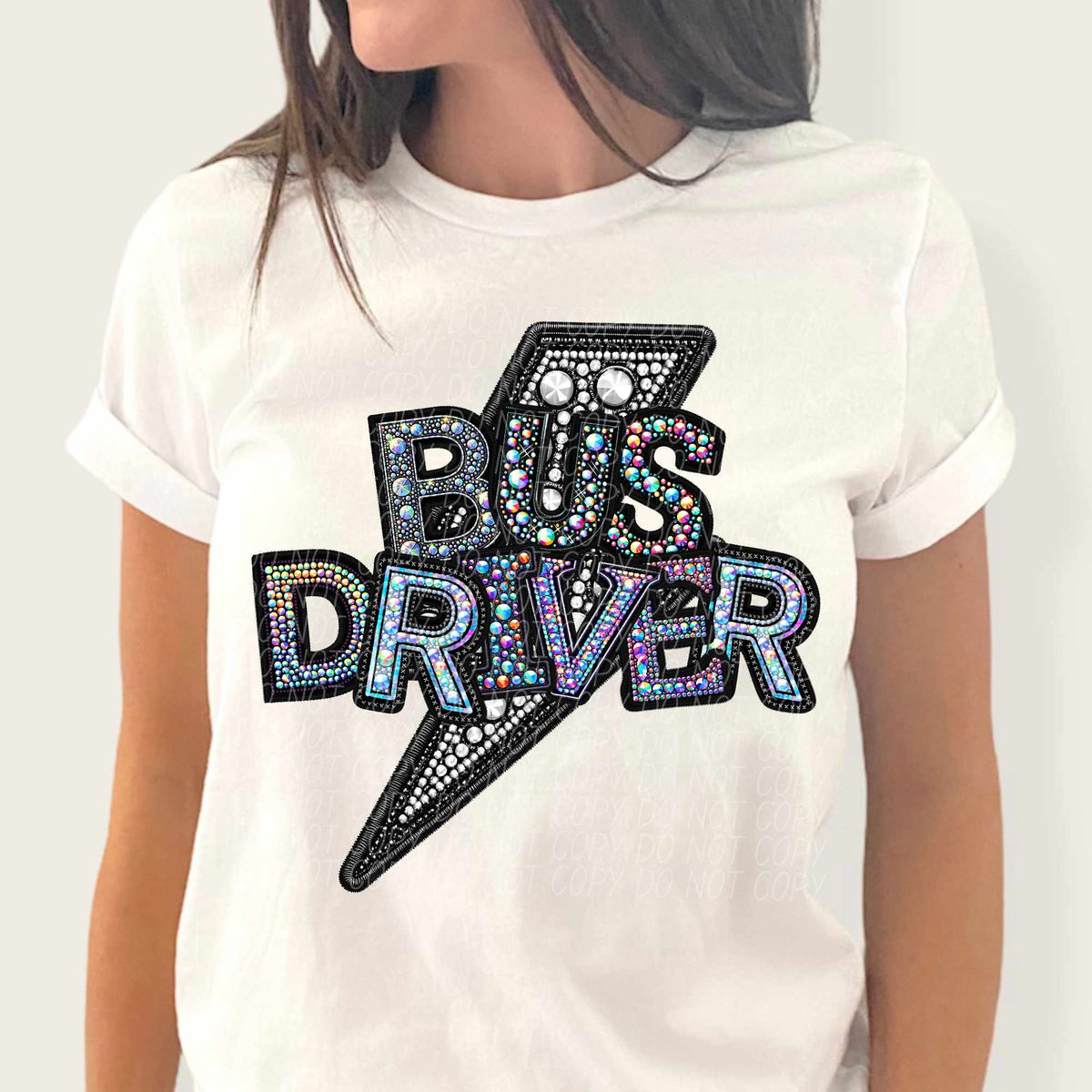 Bus driver rhinestone lightning bolt (CITY) 44050 DTF transfer
