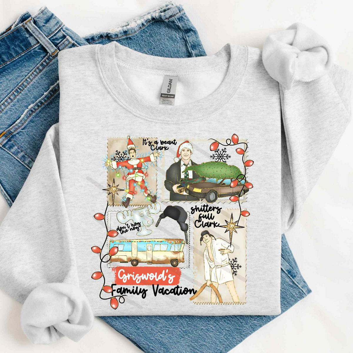 Christmas vacation stamp collage DTF transfer