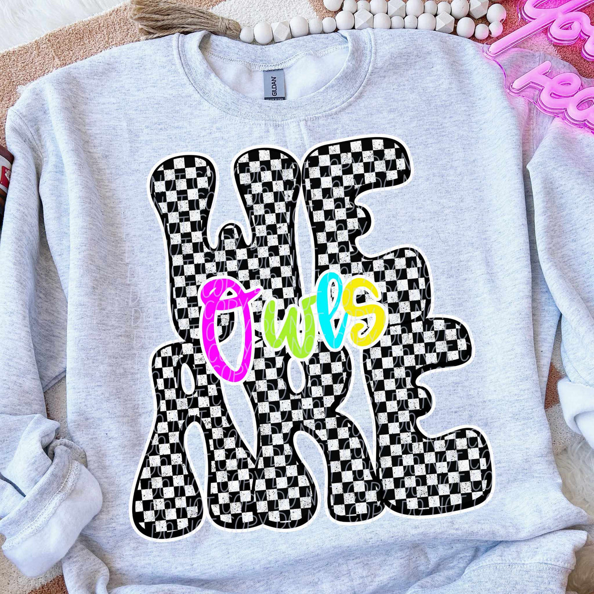 We are Owls rainbow checkered (City) DTF transfer