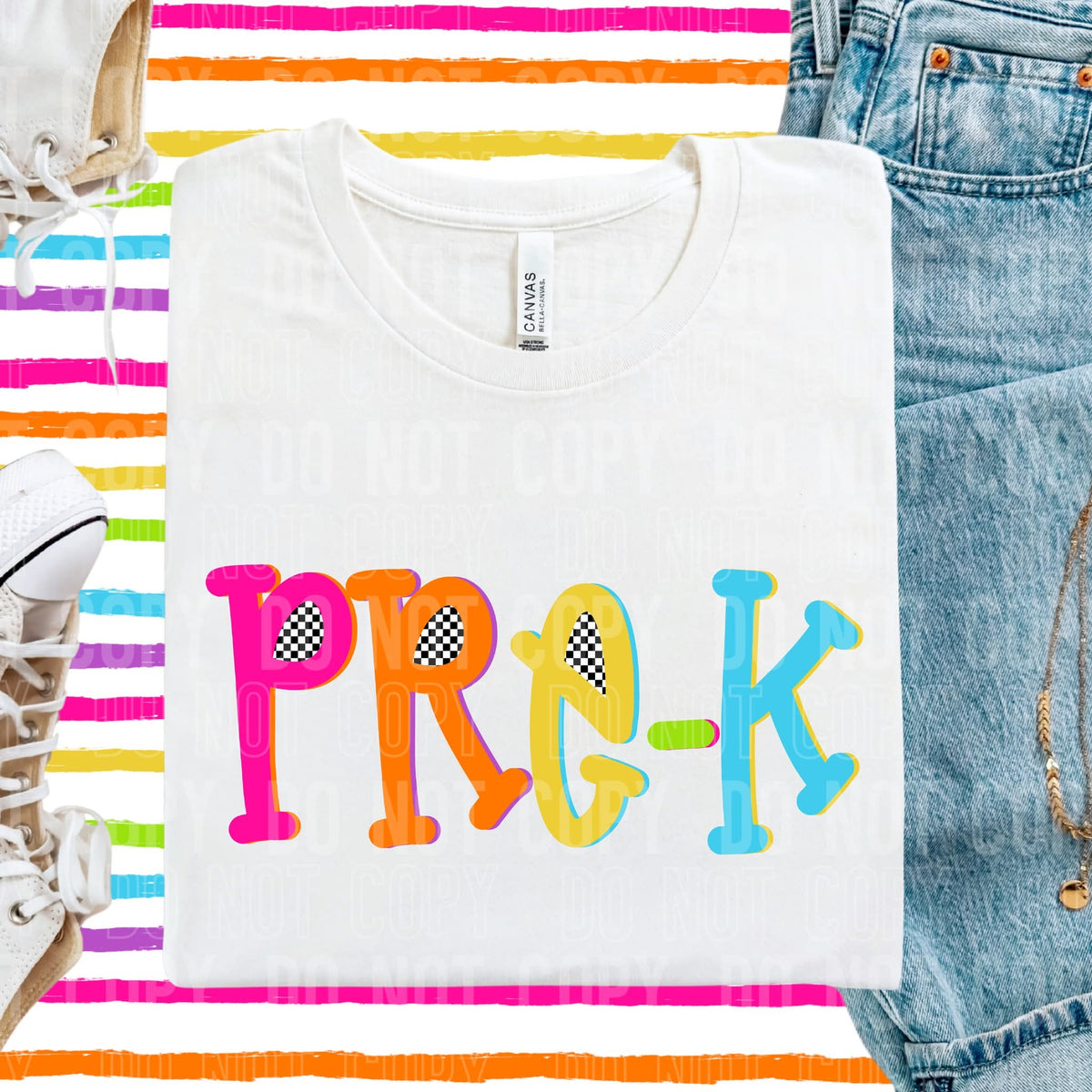 Pre-k grade colorful DTF transfer