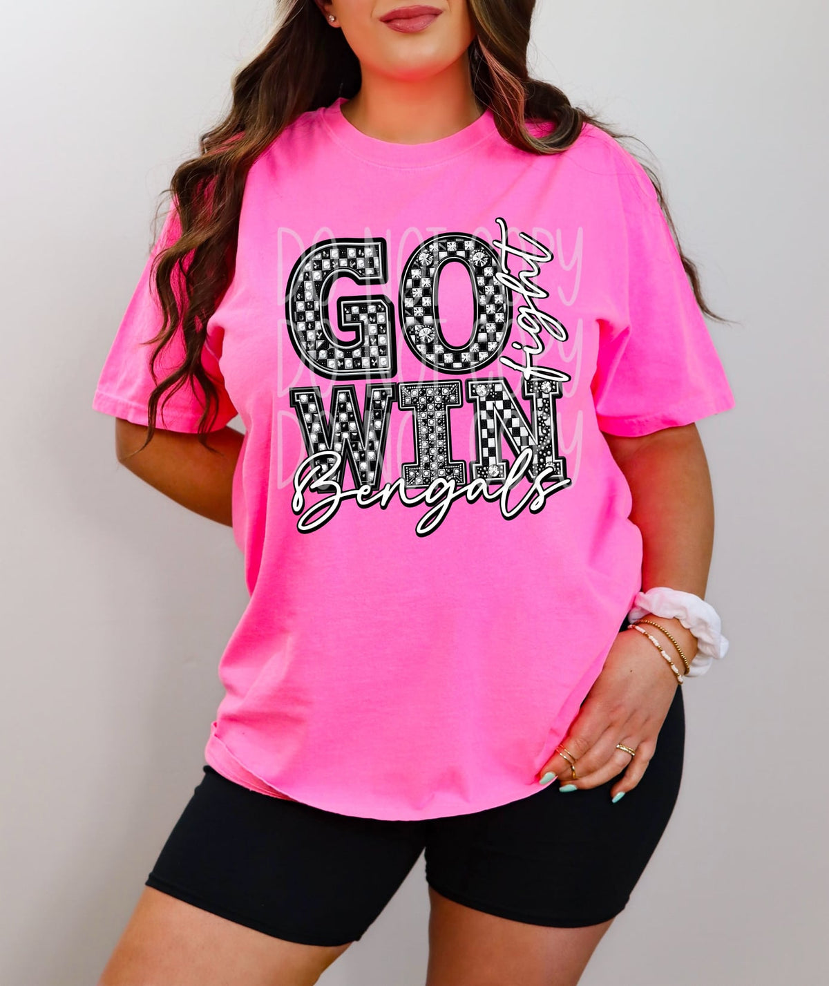 Go fight win bengals checkered 52050 DTF transfer