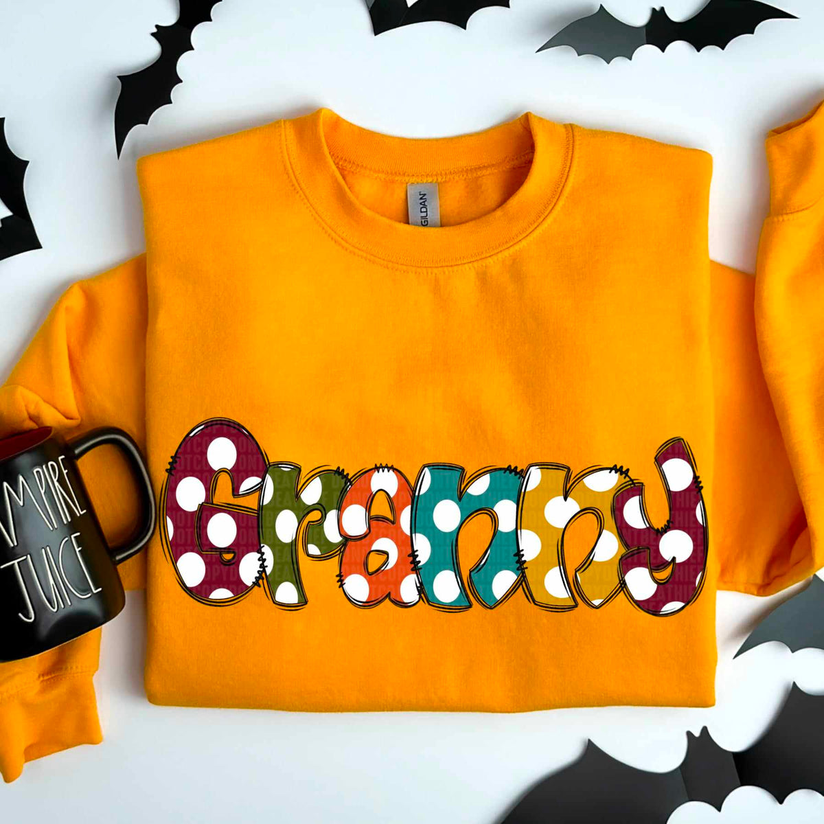 Granny polka dots fall colors 52074 DTF transfer