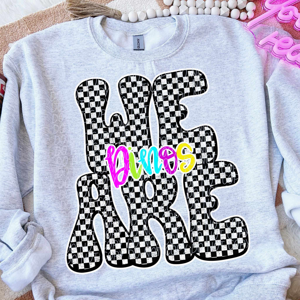 We are Dinos rainbow checkered (City) DTF transfer