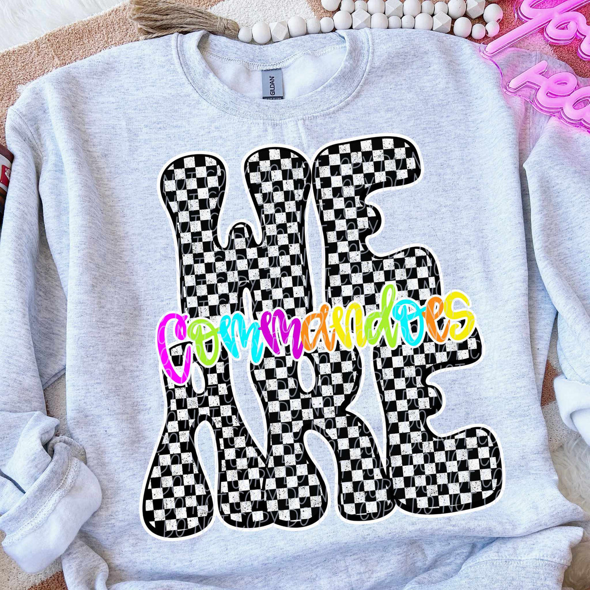 We are Commandoes rainbow checkered (City) DTF transfer