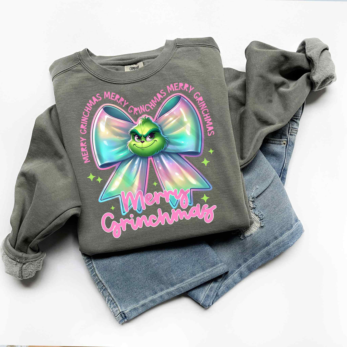 Merry Gmas pastels bow DTF transfer