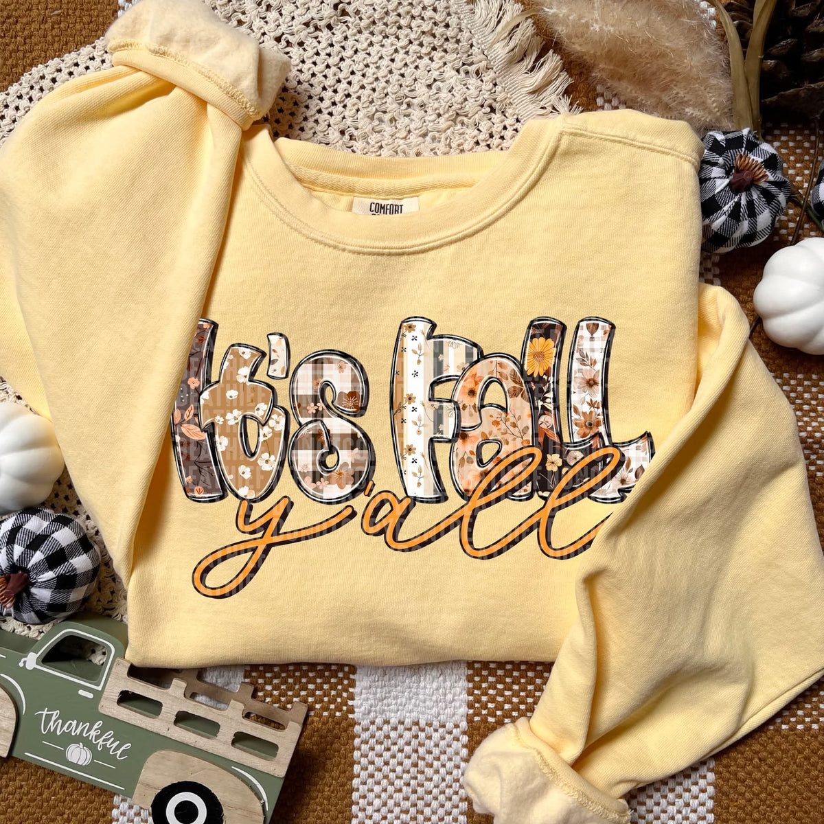 It's fall y'all SDD plaid DTF transfer