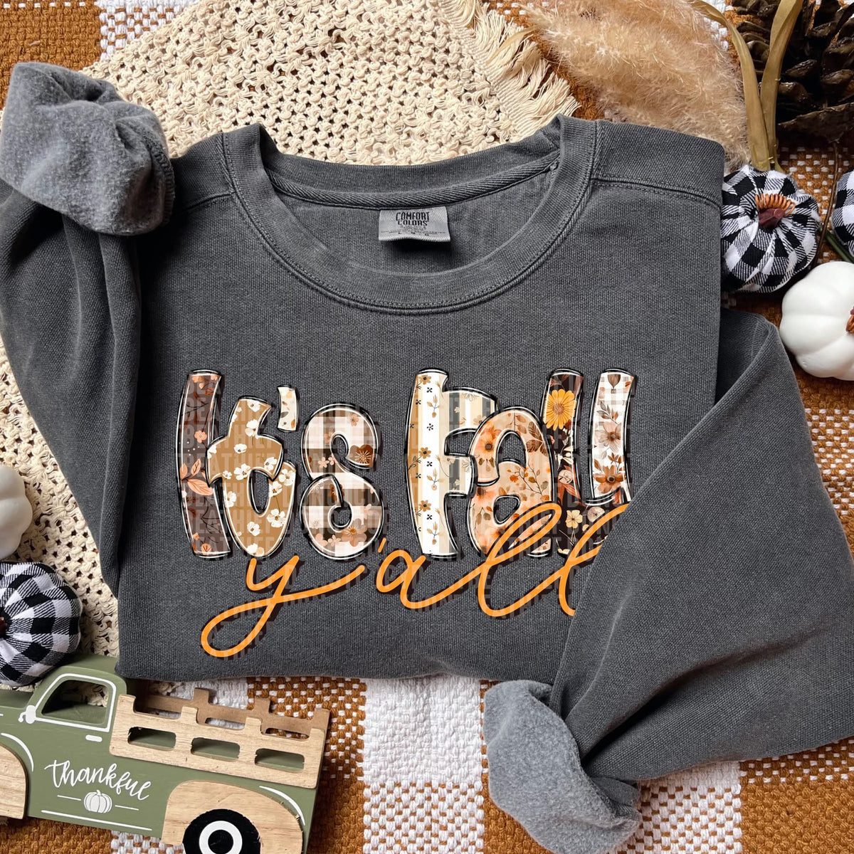 It's fall y'all SDD plaid DTF transfer