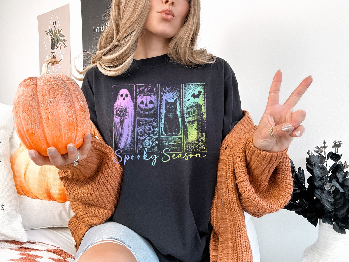 Spooky season ghost pumpkin cat house neons Sunday Special DTF