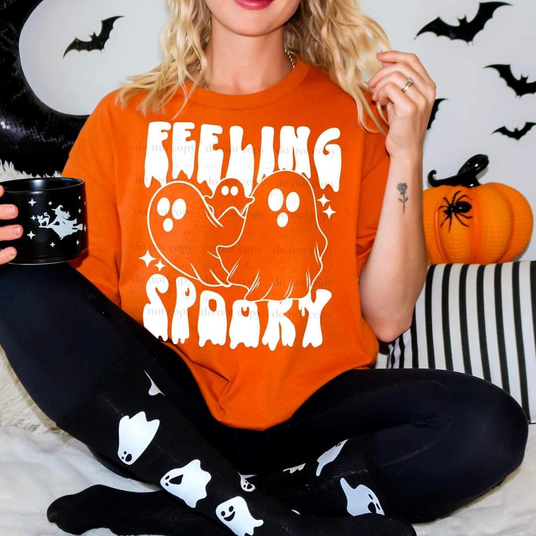 Feeling spooky white font (CSC) 43945 DTF TRANSFER