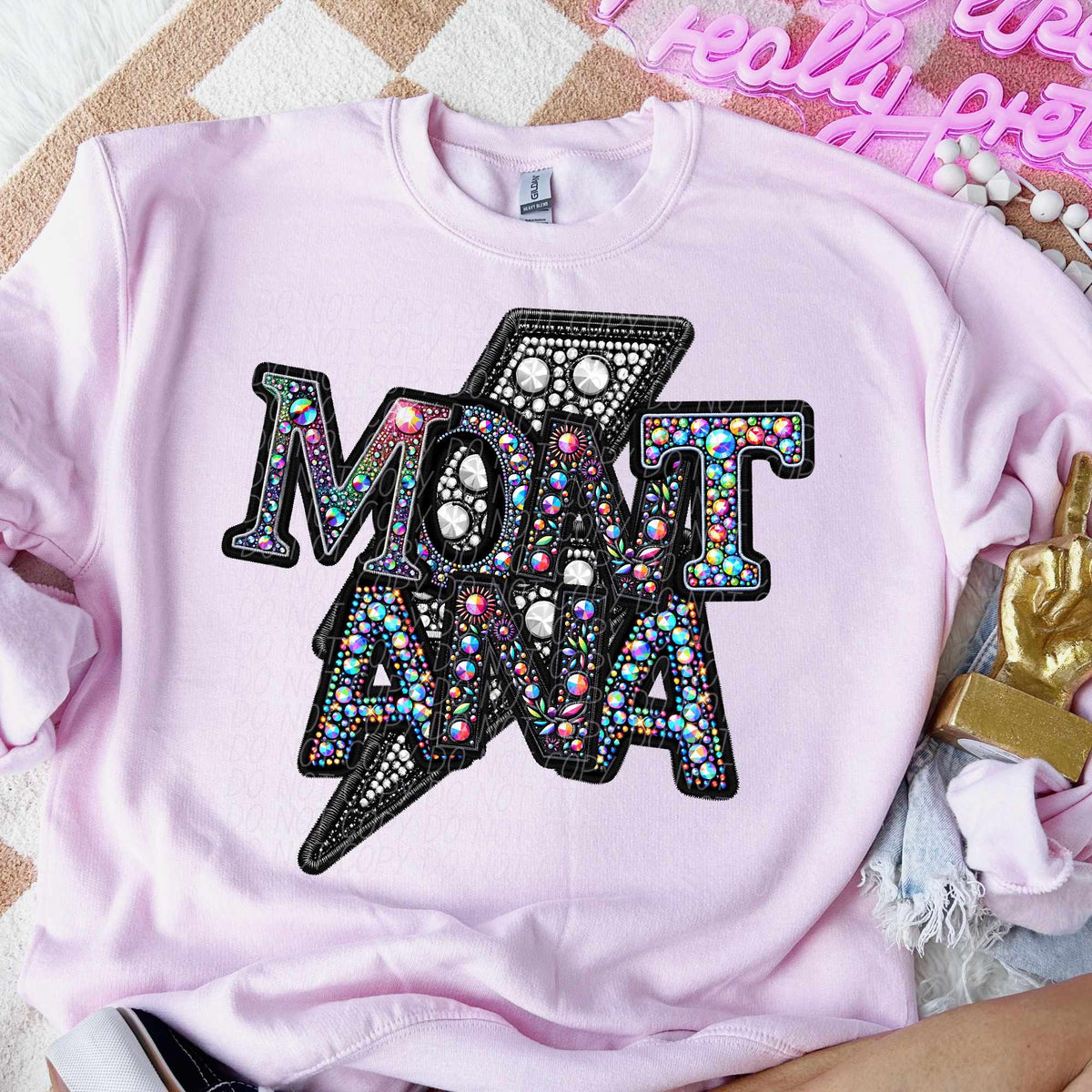 Montana rhinestone lightning bolt (CITY) 44071 DTF transfer
