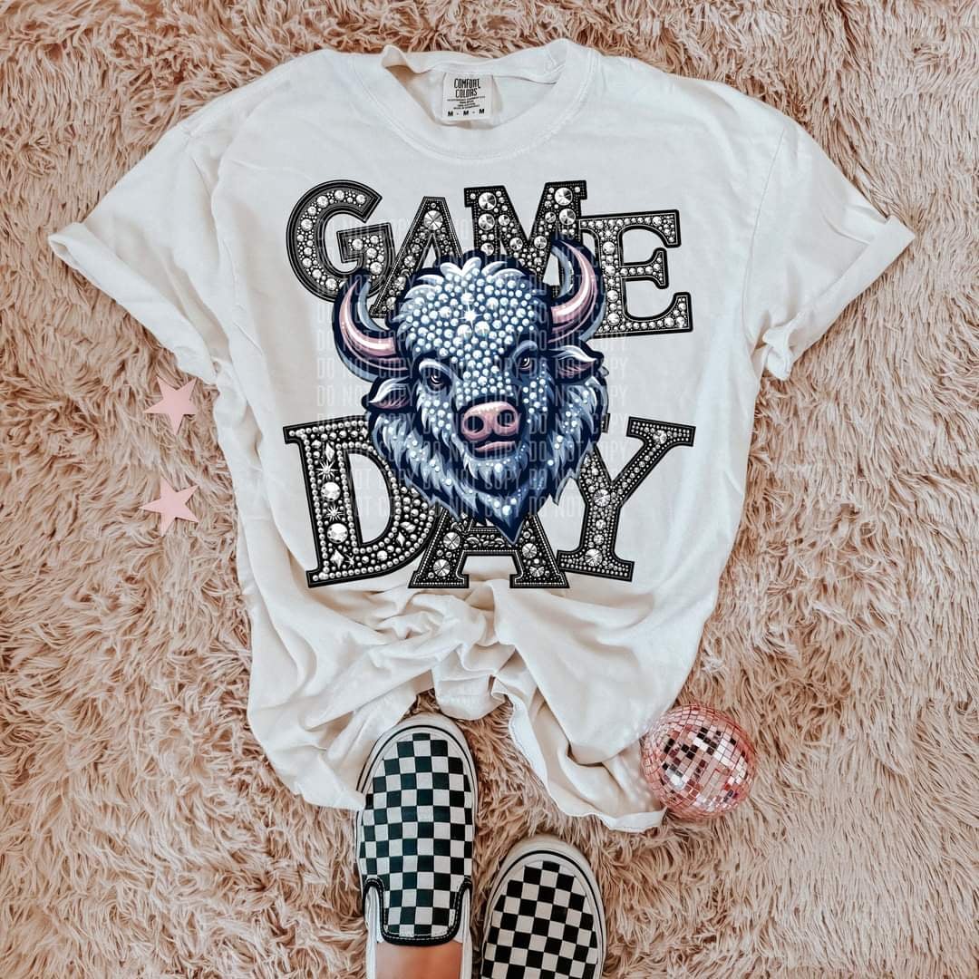 Game day buffalos silver rhinestones mascot 44466 DTF transfer