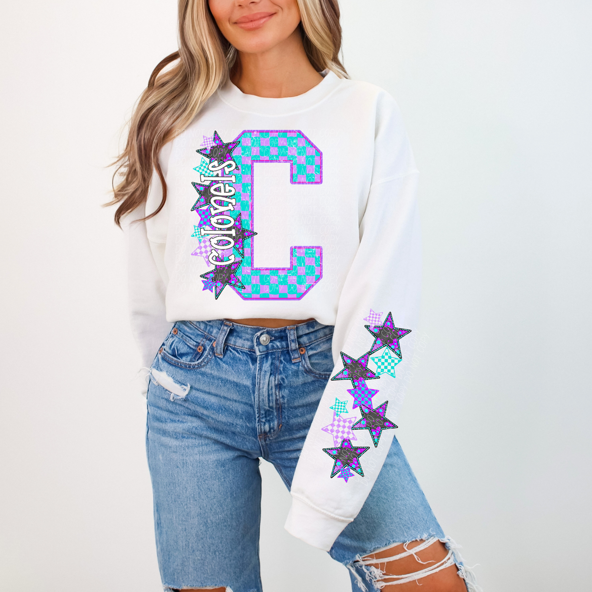 Colonels purple and blue checkered caplinger DTF transfer